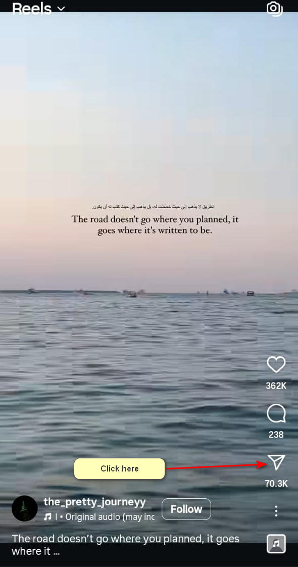 Instagram Reel share menu with 'Copy Link' highlighted